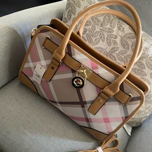 👜 Plaid Pink Nude Satchel Crossbody Handbag Strap